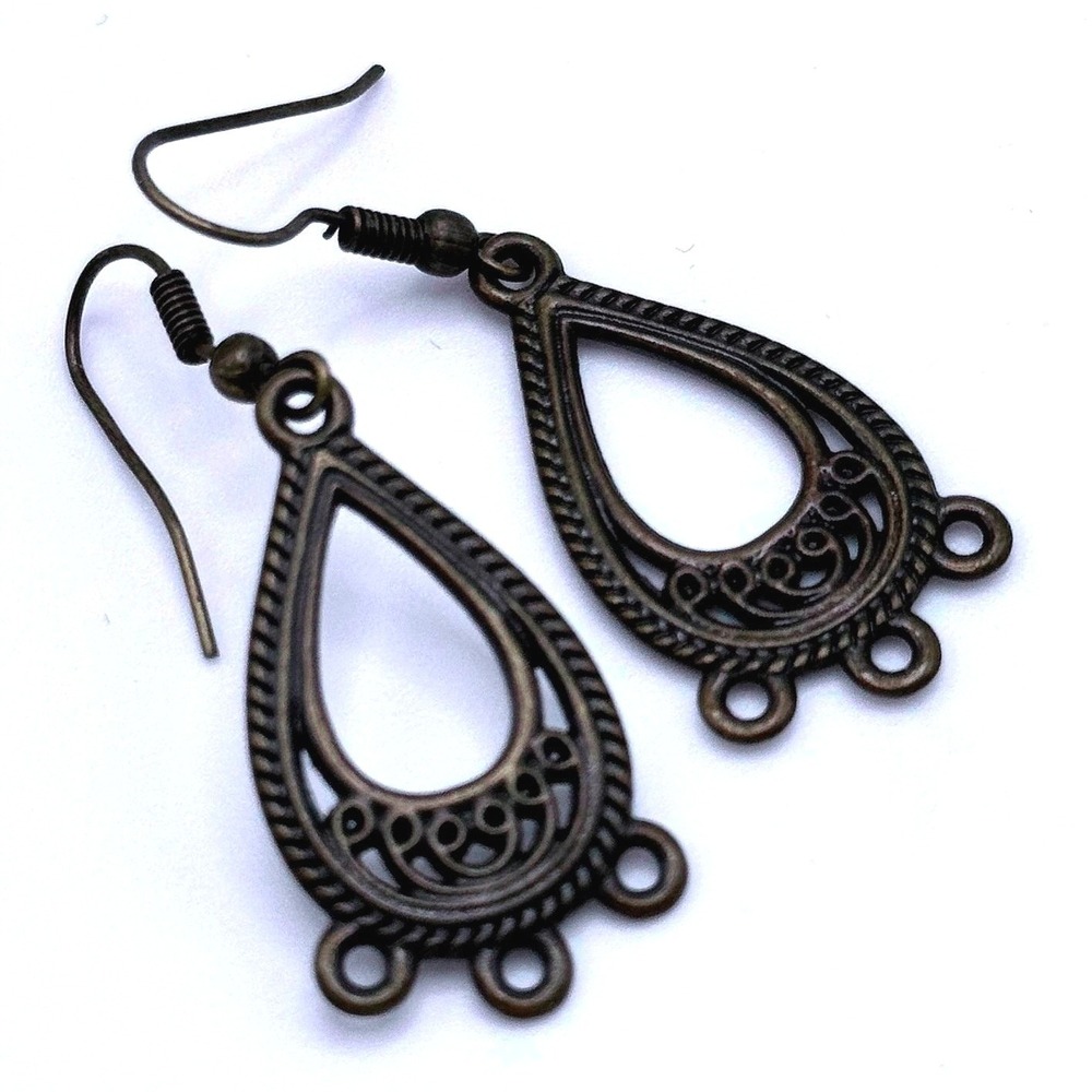 Boho Teardrop Chandelier Earrings Bronze Tone‎ Metal Dangle Retro Earrings